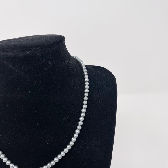 Mini Pearl Beaded Necklace Blue Gray Dainty Feminine Fashion Freshwater - Picture 2 of 8